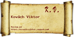 Kovách Viktor névjegykártya
