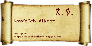 Kovách Viktor névjegykártya